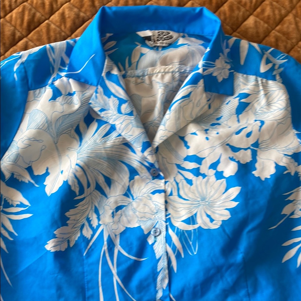 Blue Floral Button-Up Shirt